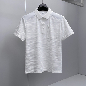 肌理感翻领26夏季老钱风新款拉链商务冰丝修身POLO衫D816-P78挂白图片