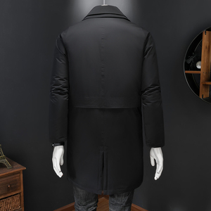 超柔蛋白25新款拼接双领中长款商务羽绒服90白鸭绒9830-P345假模图片