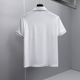 2026夏季新款拉链纯色商务冰丝修身POLO衫翻领短袖3021-P88挂白，男装T恤，钱塘6023