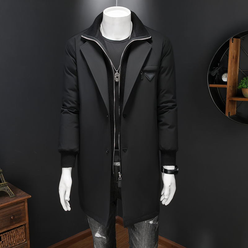 25新款西装领针织拼接可脱卸假两件羽绒服90白鸭绒9829-P365假模，男装西服套装，钱塘6023