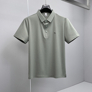 2026夏季新款简约商务冰丝无痕修身POLO衫D851-P73挂拍绿，男装Polo衫，钱塘6023