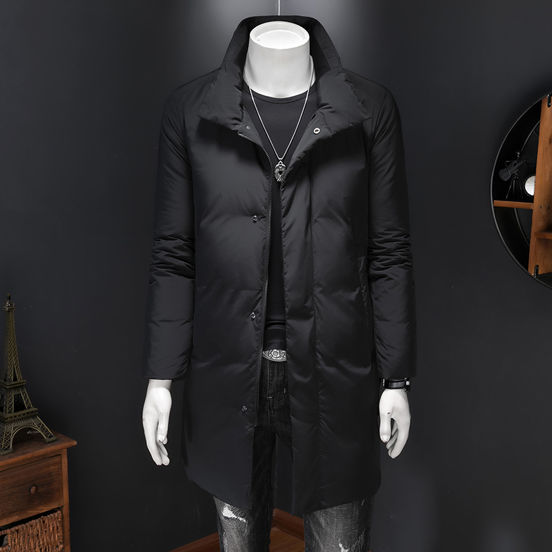 主推2024商务加厚新款男士中长款90白鸭绒羽绒服9818-P355假模，男装羽绒服，钱塘6023