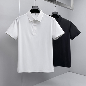 2026夏季新款烧花纯色商务冰丝无痕POLO衫翻领短袖 3003-P93挂白，男装T恤，钱塘6023