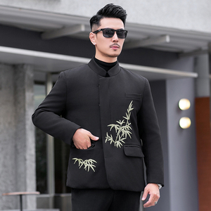 新中式2024冬季中山装新款男士90白鸭绒羽绒服9801-P275模特图片