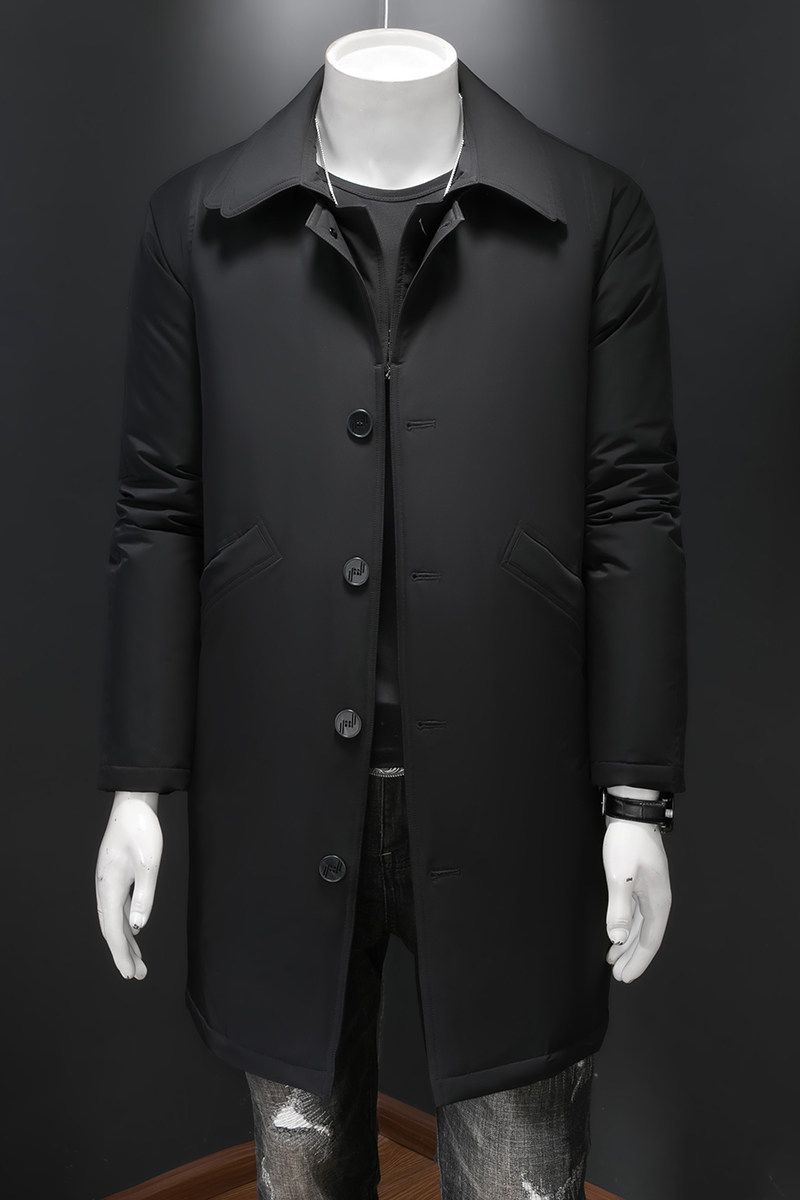 超柔蛋白25新款拼接双领中长款商务羽绒服90白鸭绒9830-P345假模,男装羽绒服,钱塘6023