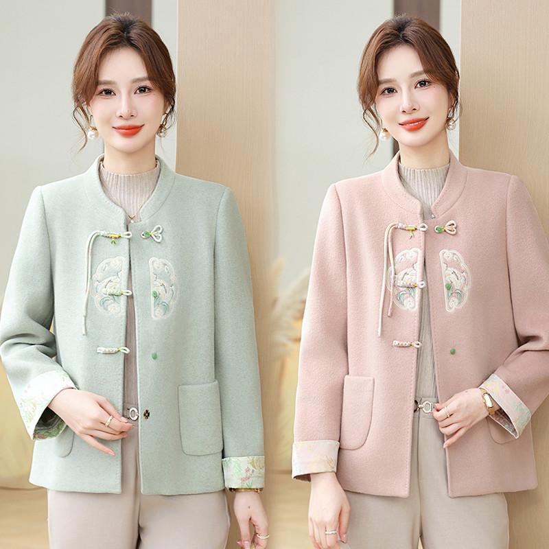 2026春秋新款新中式妈妈装立领刺绣毛呢外套女中老年洋气国风上衣,女装/女士精品,中老年女装,淘宝优惠券,粉丝福利购,淘宝优惠卷