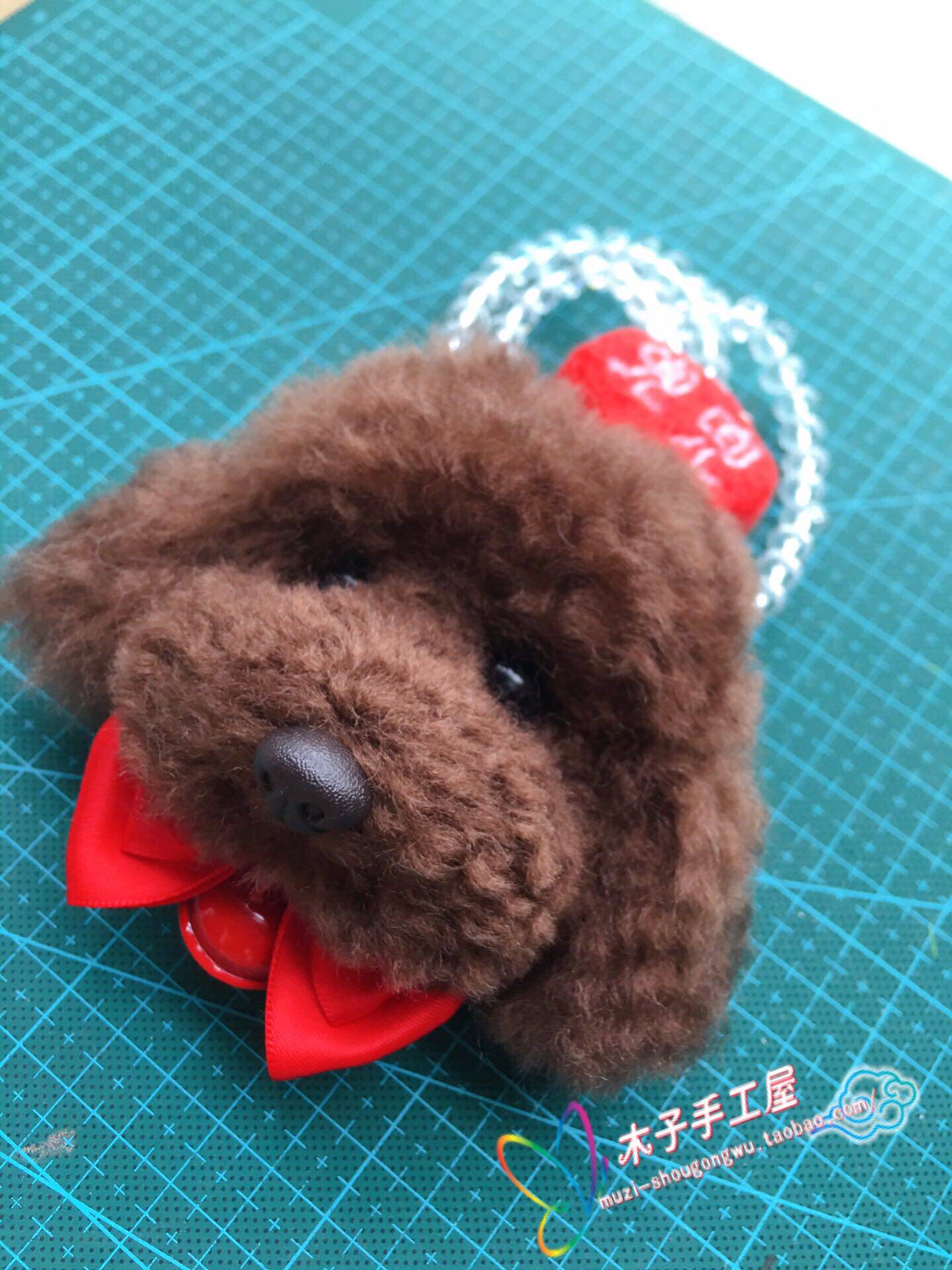 羊毛毡纯手工定制泰迪犬狗狗钥匙扣挂件汽车挂件成品来图定制diy