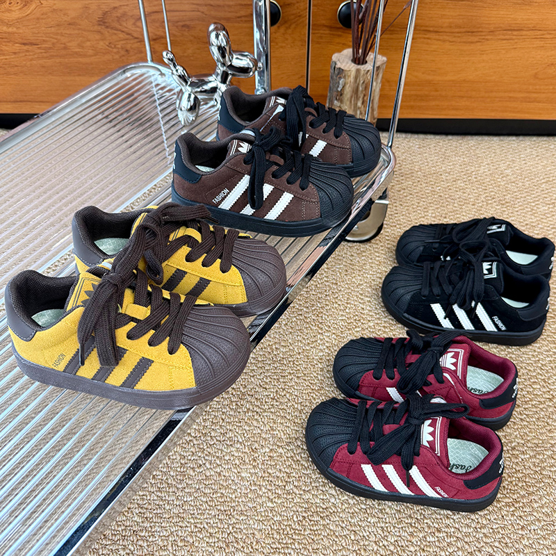 儿童德训鞋贝壳头男童加绒板鞋