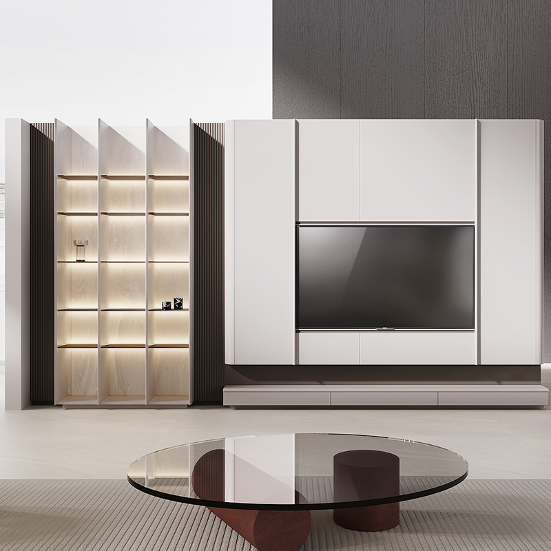梦天木作现代轻奢客厅定制电视柜