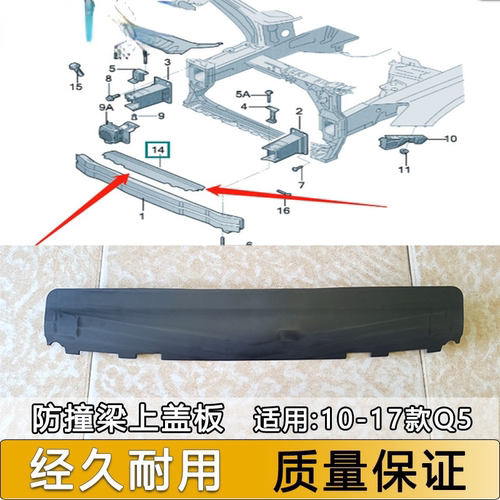 适配10-17款奥迪Q5前防撞梁上盖板前杠骨架上护板前保险杠盖罩123