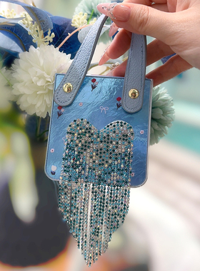 适用华为pocket手机壳pura X折叠屏nova小米mix荣耀magicVflip2爱心流苏摩托罗拉razr50手提带高级闪钻n3flip