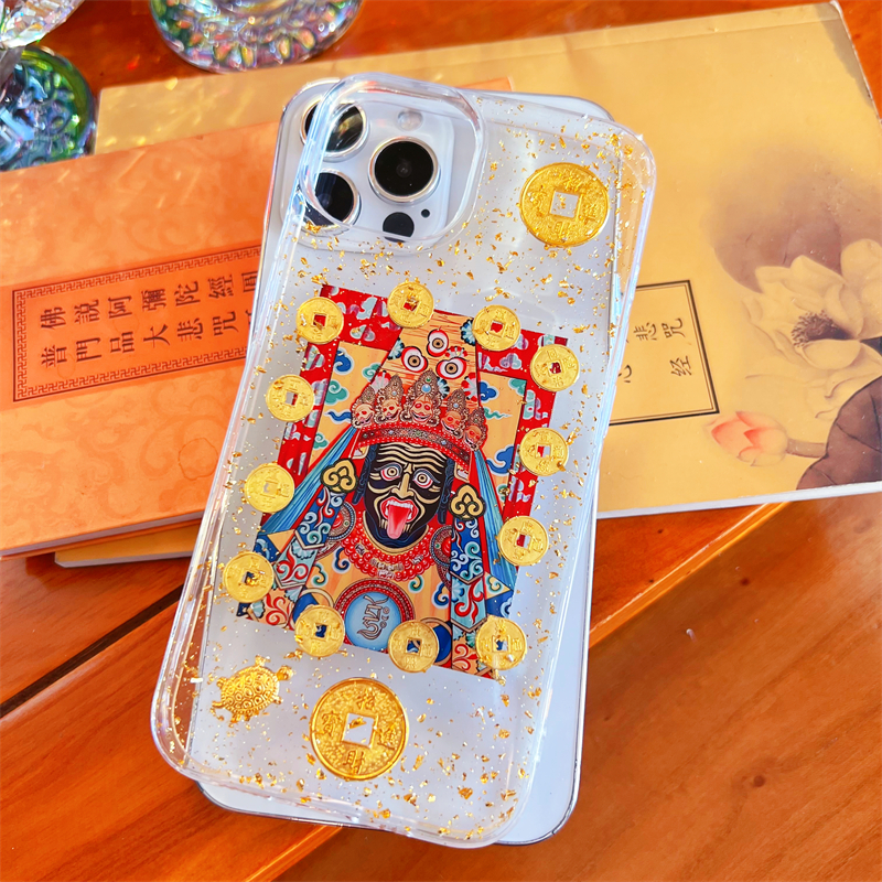 扎基拉姆手机壳苹果15promax透明高端款iPhone16plus求财神爷型14中国风唐卡12招财转运佛系禅意高颜值女款13