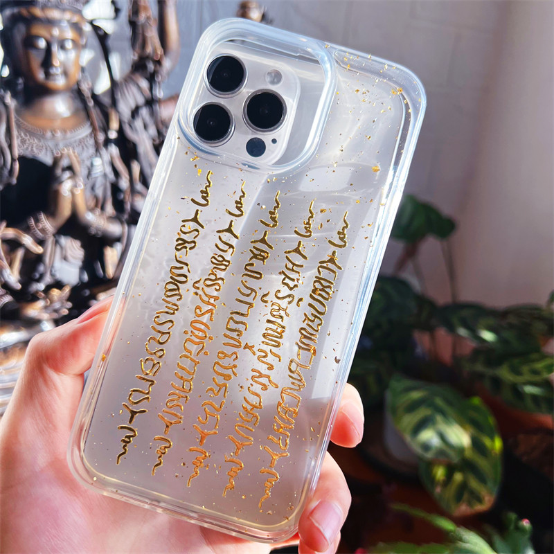 泰国五条经文苹果16pro max手机壳适用iPhone15plus时来运转发财14透明软胶全包防摔男女新款13中国古风