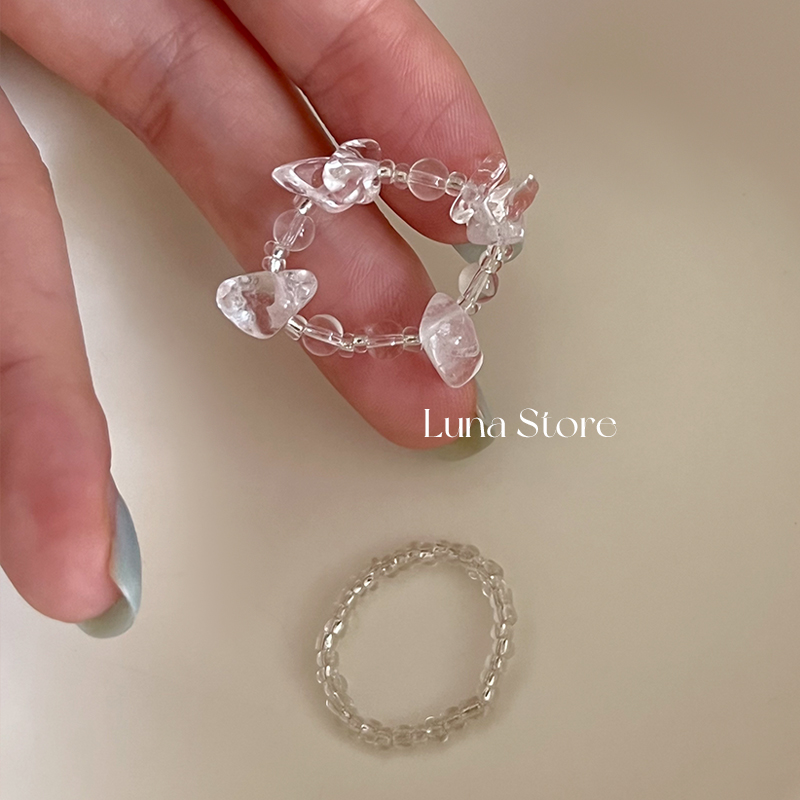 小众设计纯手工弹力串珠戒指女