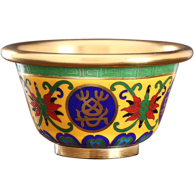 景泰蓝八供碗 万寿无疆长寿金碗 供佛碗佛前供斋碗铜碗送长辈礼品
