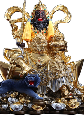 铜贴金坐元宝武财神赵公明摆件