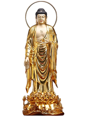 贴金西方三圣佛像黄铜阿弥陀佛