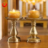烛针黄铜烛台摆件中式 复古黄铜烛台蜡烛家用供佛烛台结婚插蜡烛