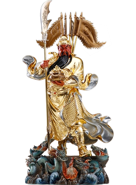 五龙聚宝关公神像供奉像立刀