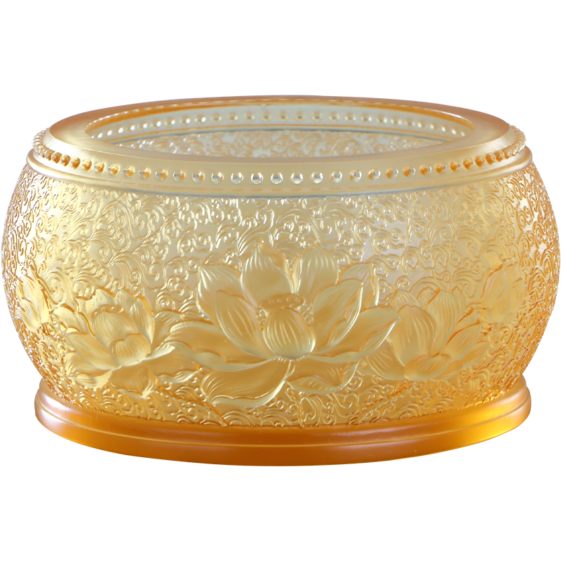 琉璃莲花供具套装铜琉璃莲花灯杯子香炉家用果盘佛前全套佛具摆件