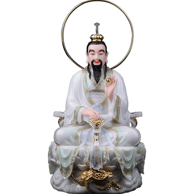 汉白玉彩绘三清道祖三清祖师爷
