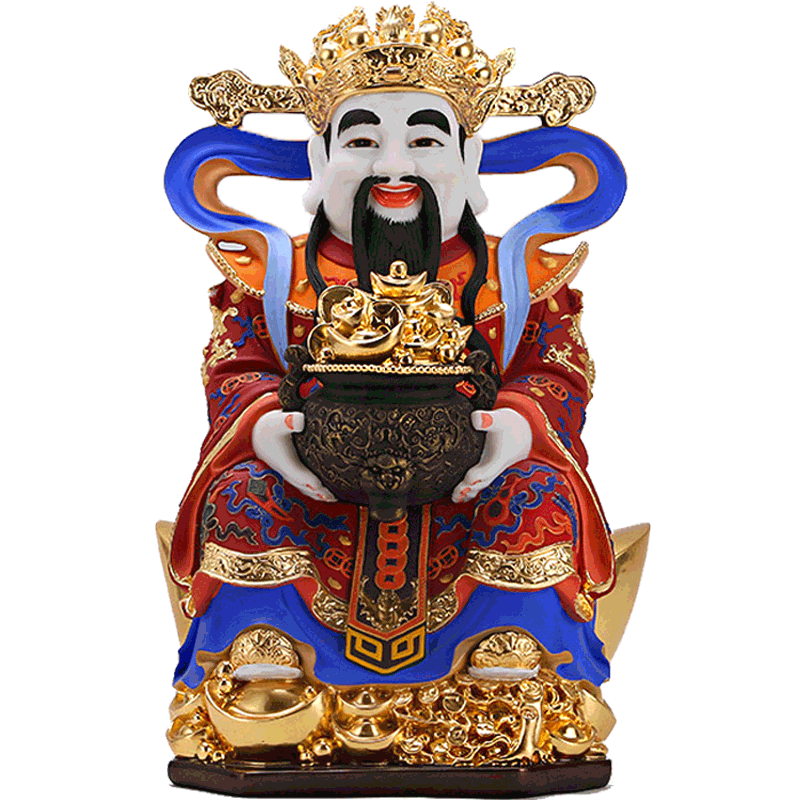 彩绘汉白玉财神爷供奉