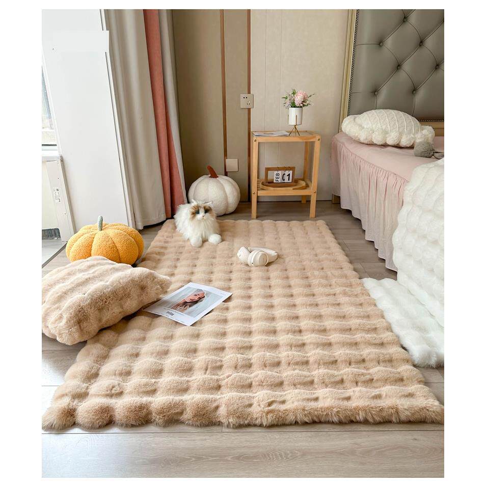门垫可裁剪满铺可机洗感轻奢长毛绒日式流水台ins地毯北欧纯手工