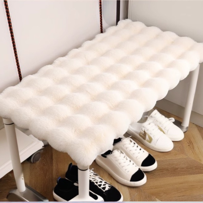 新款兔毛绒换鞋凳坐垫入户门口穿鞋柜玄关卡座垫子衣帽间椅子垫