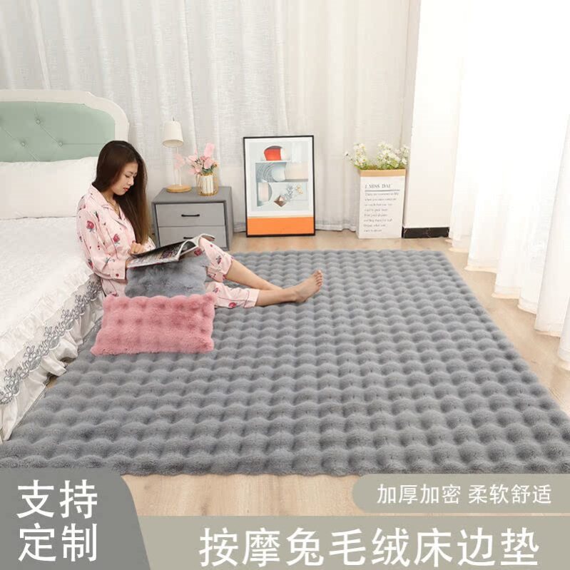 ins彷兔毛地毯客厅卧室茶几床边满铺可机洗定制加厚毛绒飘窗地垫