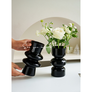 高级感法式极简小花瓶摆件客厅ins风透明水养插花轻奢北欧装饰品