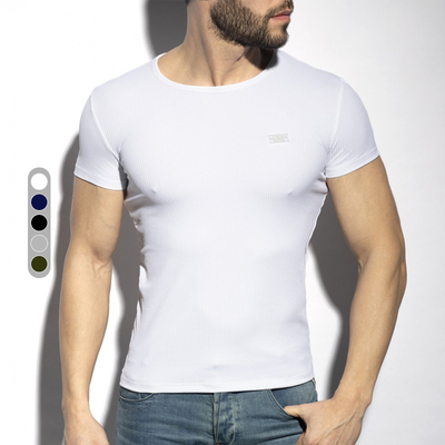 ES运动螺纹修身男士圆领短袖T恤