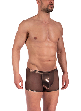 MANSTORE 立体囊袋奢华闪耀透视网纱低腰男士平角内裤 2-12381