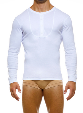 MODUS VIVENDI 有机罗纹棉舒适性感修身剪裁男士长袖T恤 04251