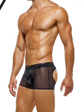 MODUS VIVENDI 立体囊袋乳胶网纱性感露臀男士平角内裤 11221-1