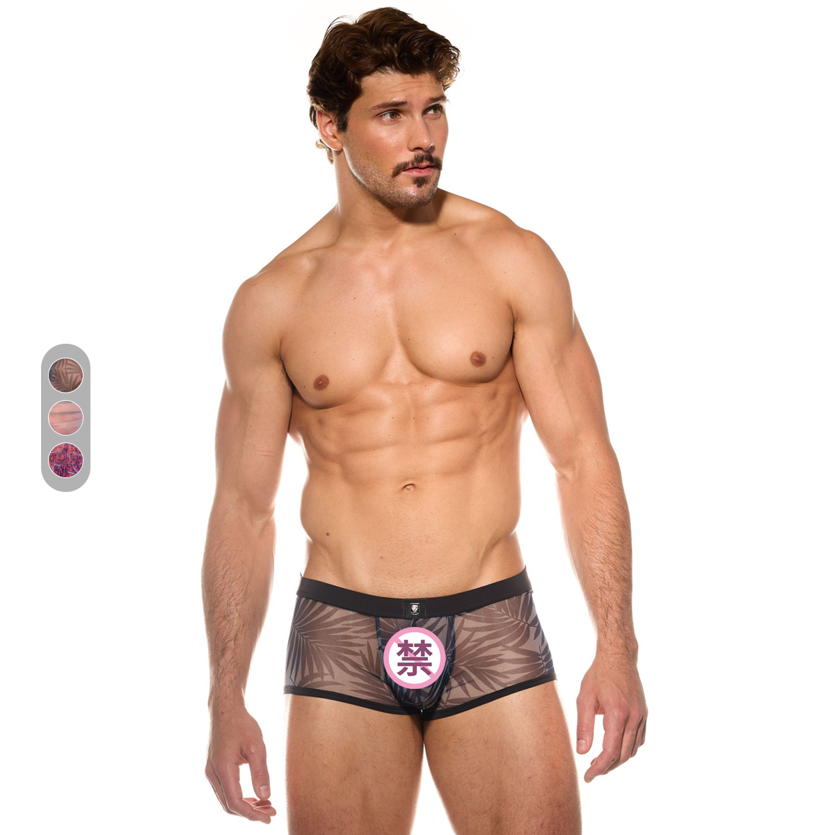 GREGGHOMME透视印花网纱平角裤