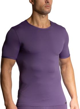 OLAF BENZ 透气舒适透视条纹修身男士圆领短袖T恤 1-05835