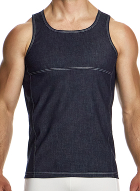 MODUS VIVENDI 复古个性牛仔性感修身男士时尚无袖背心 11432