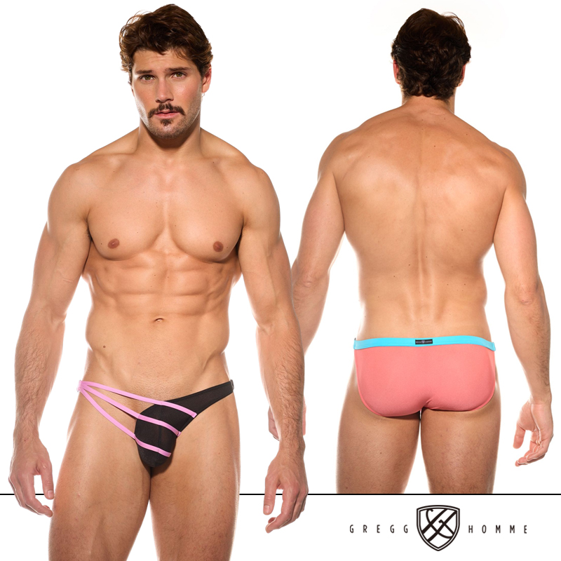 GH镂空搭扣丝滑透视低腰三角内裤