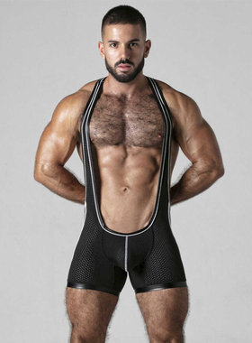 LOCKER GEAR 立体囊袋仿皮网眼口袋男士连体平角内裤LK0632