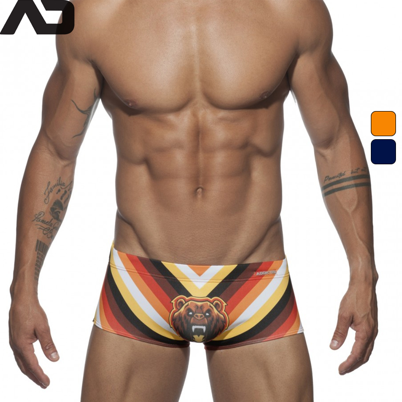 ADDICTED印花低腰男士平角泳裤