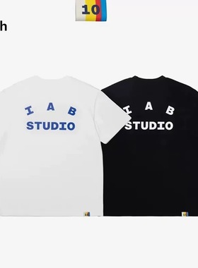 IAB STUDIO十周年印花字母纯棉宽松休闲圆领短袖T恤男女潮牌
