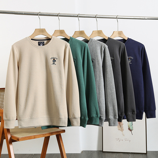 定织针织棉混纺!精致刺绣!亲肤透气!新款男士圆领休闲长袖卫衣