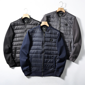 秋冬男士 绗缝夹棉拼接 棒球领运动休闲棉服 舒适空气层 出口单