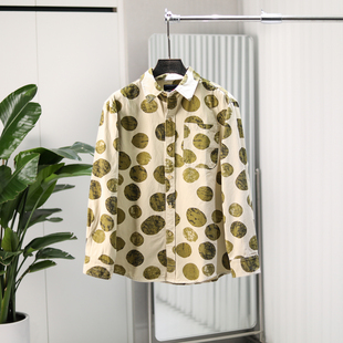 复古原核渐变印花!水洗斜纹全棉!秋季男士翻领通勤休闲长袖衬衫