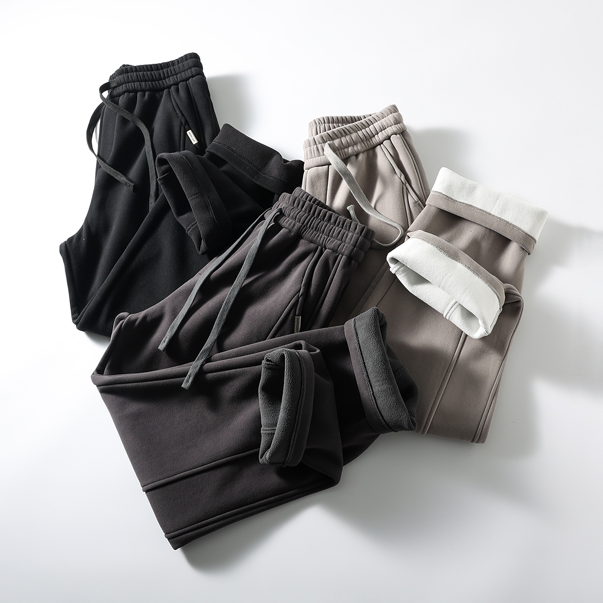 秋冬加绒保暖显瘦3D立裁直筒卫裤