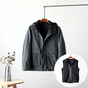 打着灯笼多难找！城市户外！秋冬脱卸马甲两件套连帽休闲工装外套