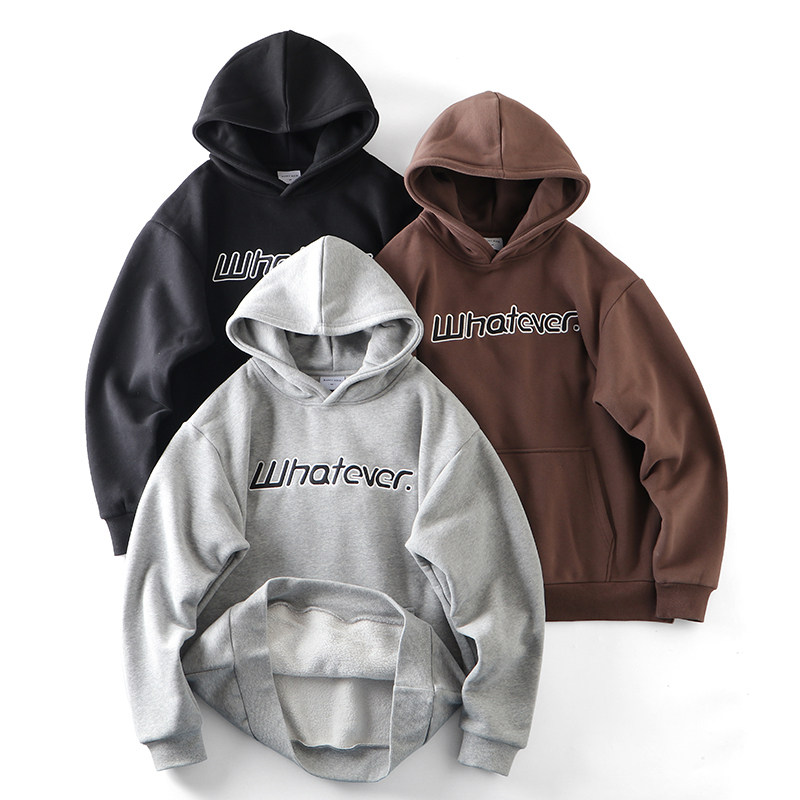 潮流线！加厚仿羊羔绒！防风有型！秋冬男士时尚字母刺绣连帽卫衣