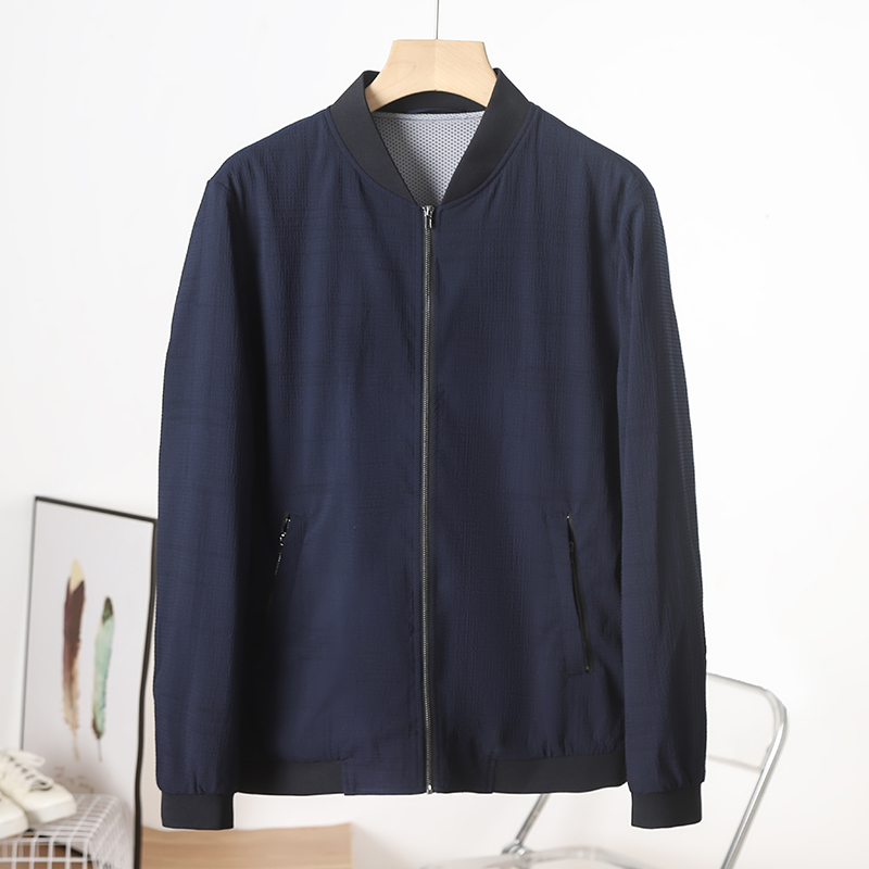 透气泡泡纱肌理棒球领休闲夹克潮