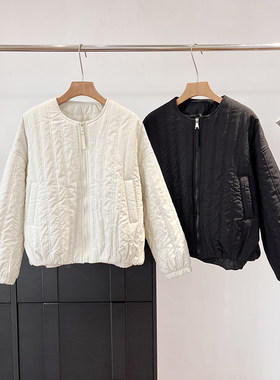 女圆领轻薄保暖宽松短款棉服外套