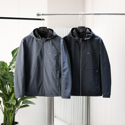 男双面穿可拆卸帽士通勤休闲夹克